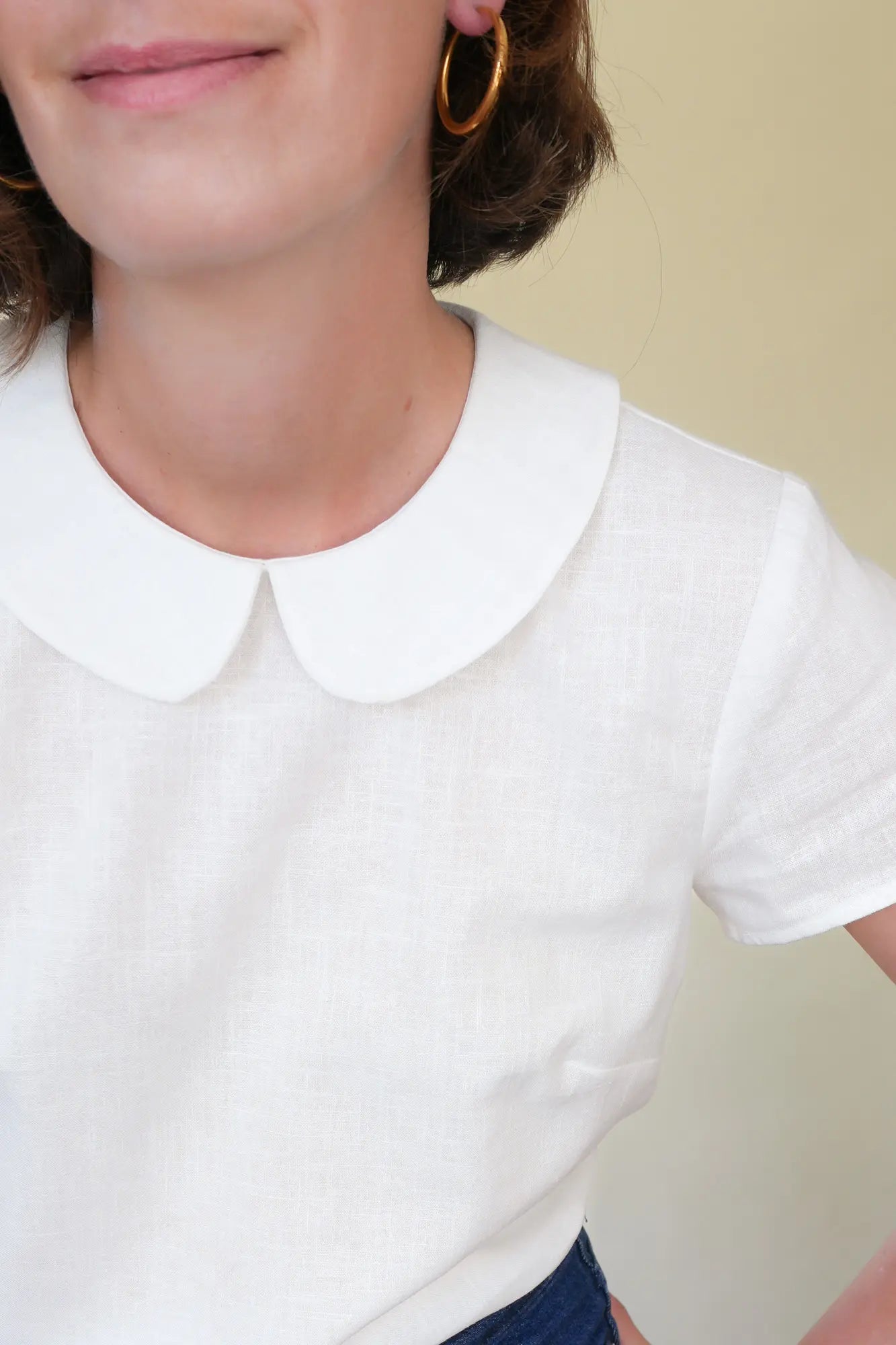 Patron Blouse en Lin à Col Claudine pour Femme, du 34 au 56, 100% personnalisable