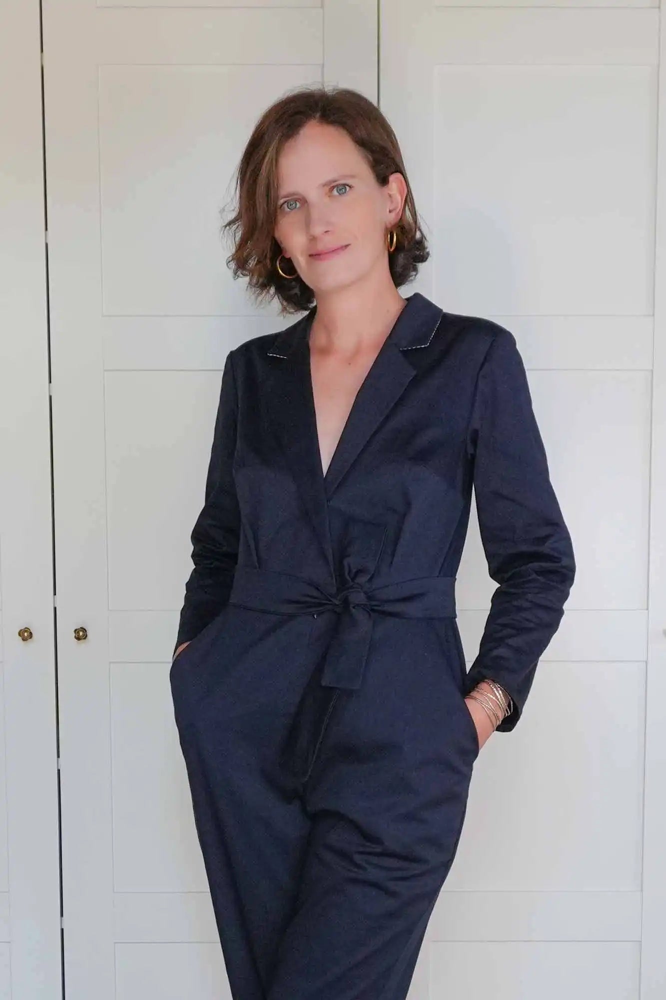 Patron de Couture Combinaison Pantalon Col Tailleur Satin de Coton Stragier par Atelier Charlotte Auzou