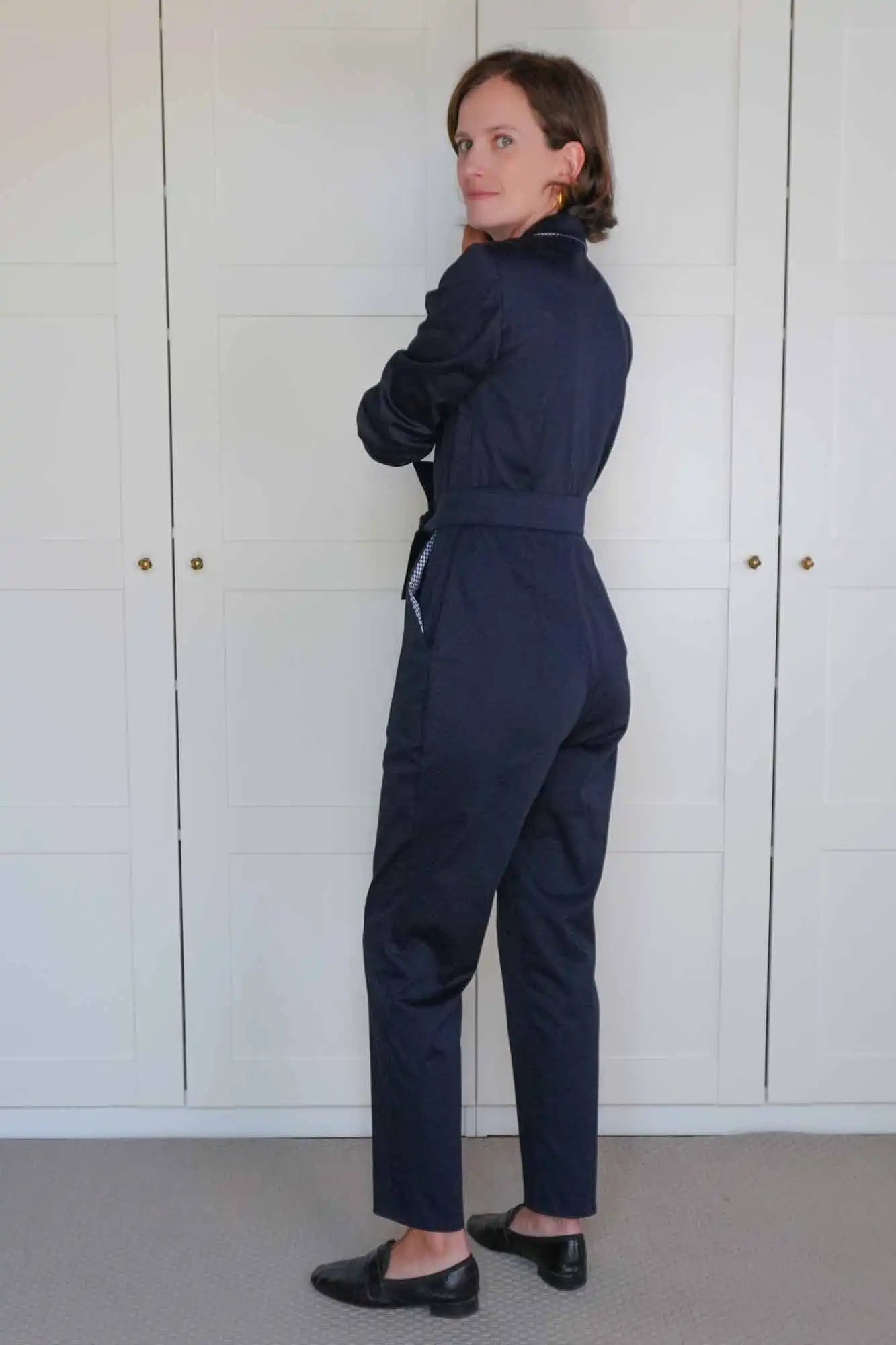 Patron de Couture Combinaison Pantalon Col Tailleur Satin de Coton Stragier par Atelier Charlotte Auzou