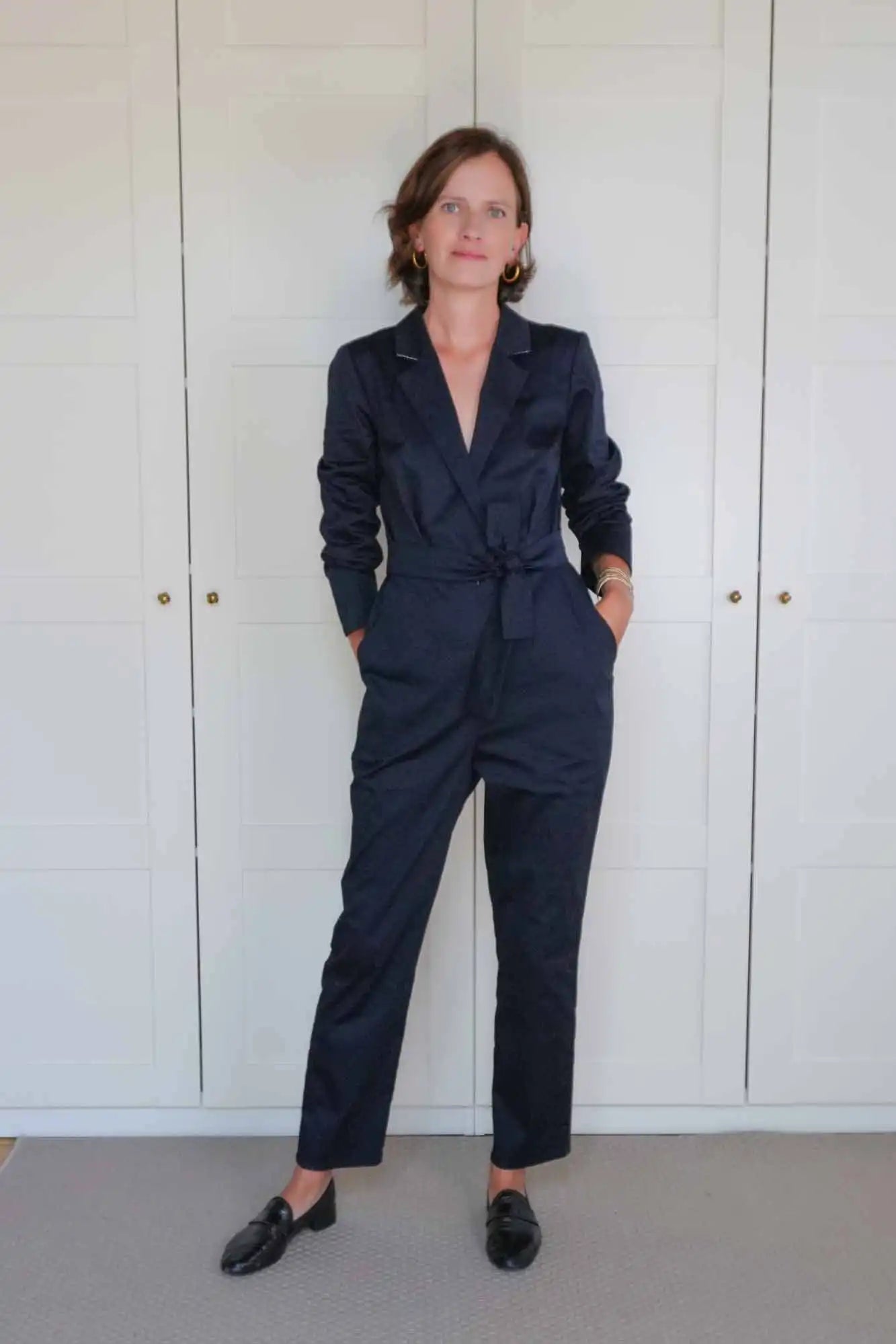 Patron de Couture Combinaison Pantalon Col Tailleur Satin de Coton Stragier par Atelier Charlotte Auzou
