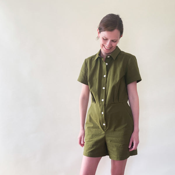Combishort en Gabardine Kaki