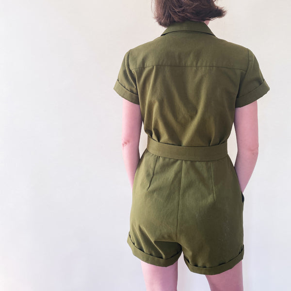 Combishort en Gabardine Kaki