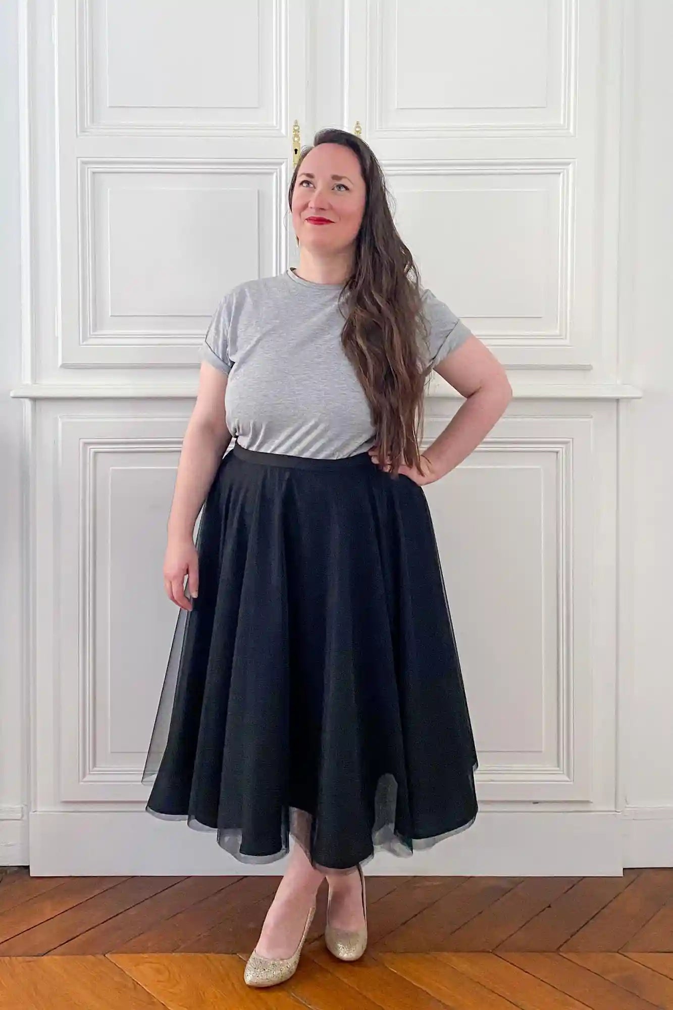 Patron de couture de la Jupe Cercle disponible en 5 longueurs avec ou sans traîne, au format Pochette ou PDF A4 et A0 avec marges incluses, à personnaliser avec le concept couture d'Atelier Charlotte Auzou