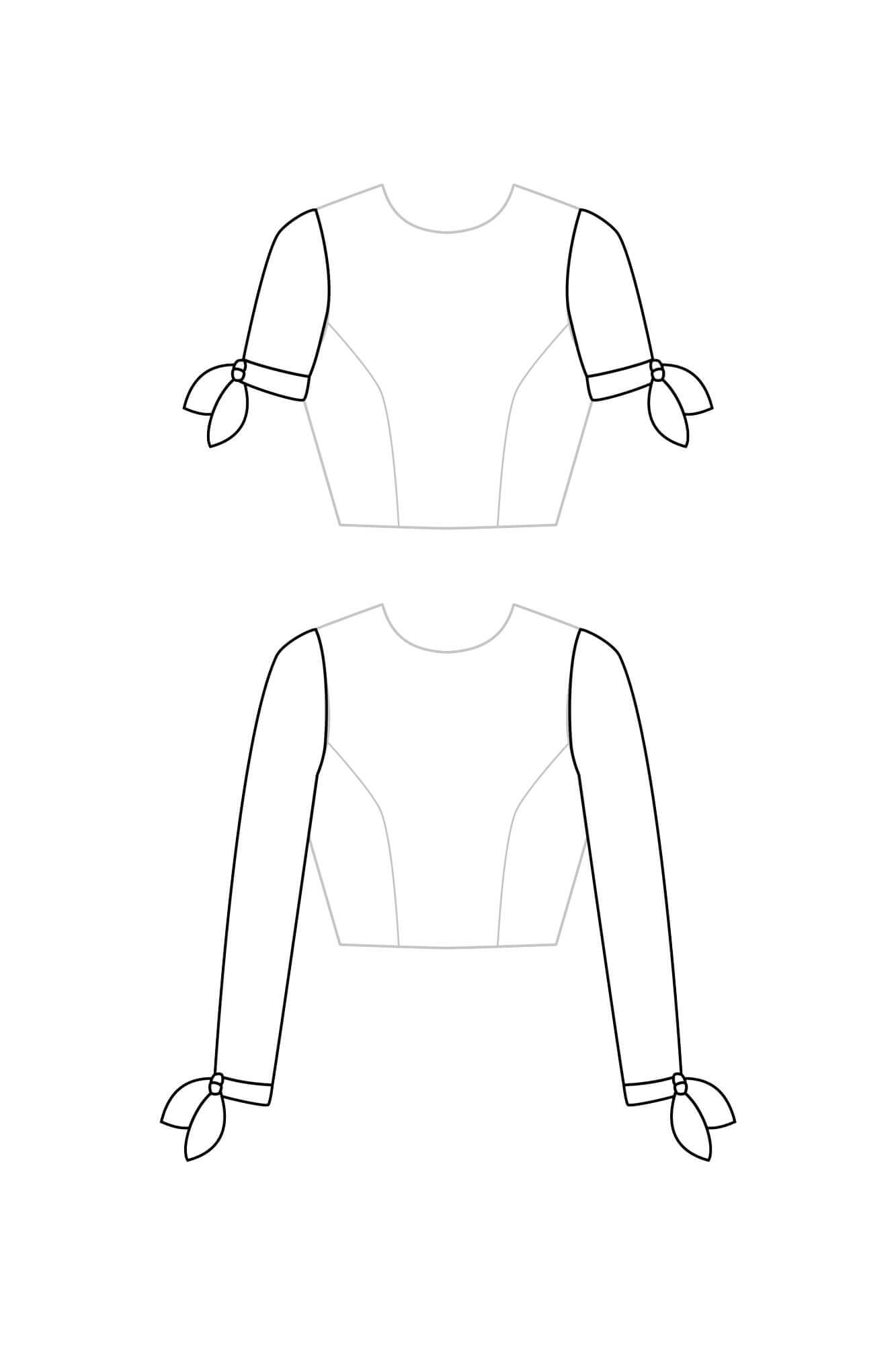 Patron de Couture Manches Noeud à Personnaliser. PDF A4/US letter/A0 du 34 au 56.