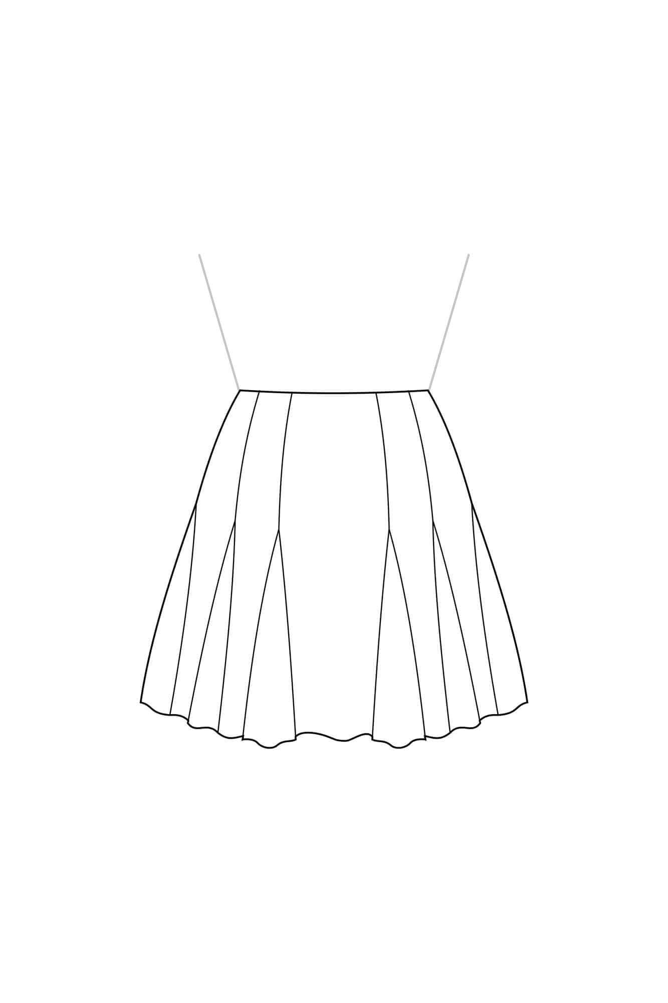Patron de Couture Jupe à Godets à Personnaliser, au Format PDF du 34 au 56, par Atelier Charlotte Auzou