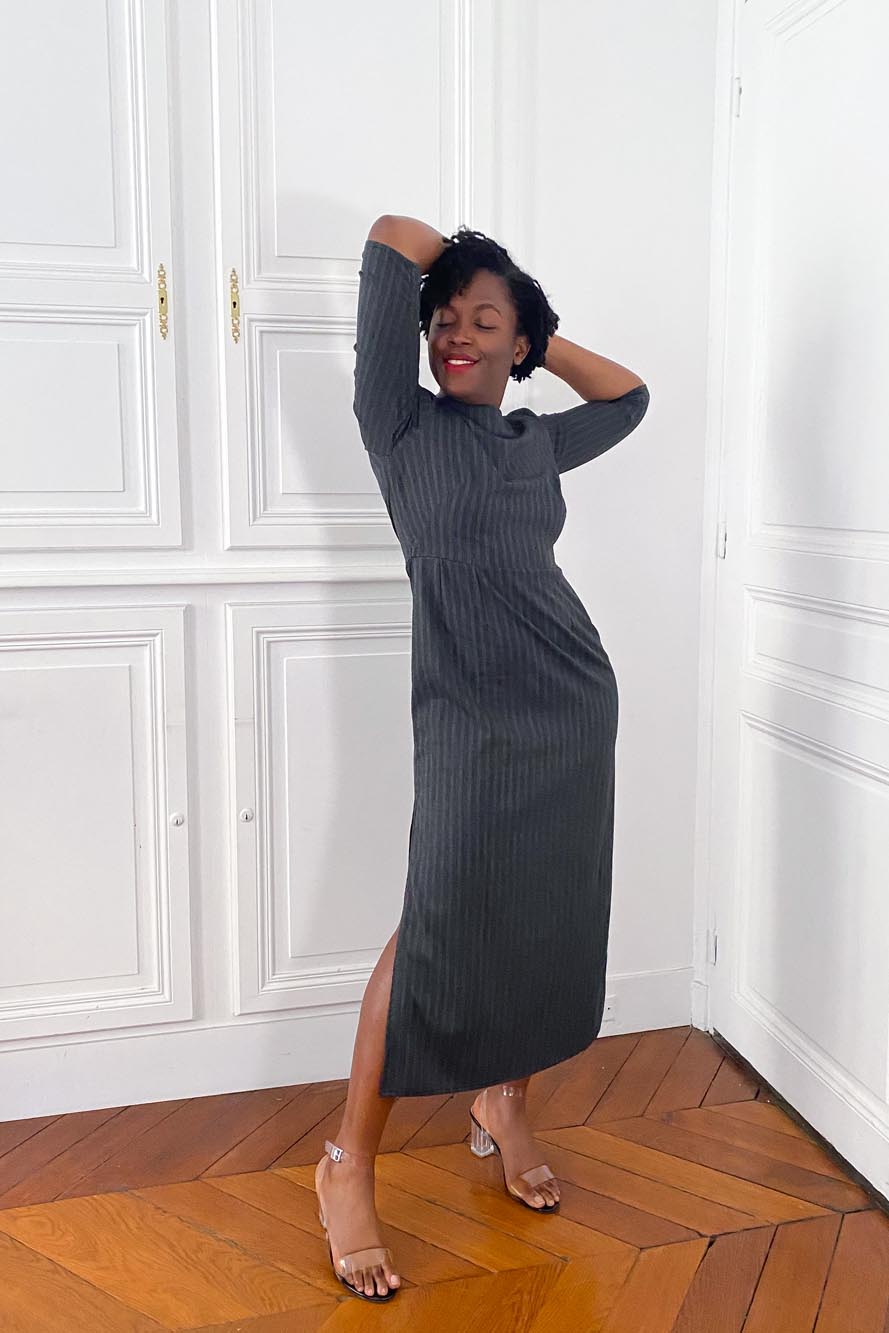 Patron de Couture Robe Longue d'Hiver à Encolure Bateau