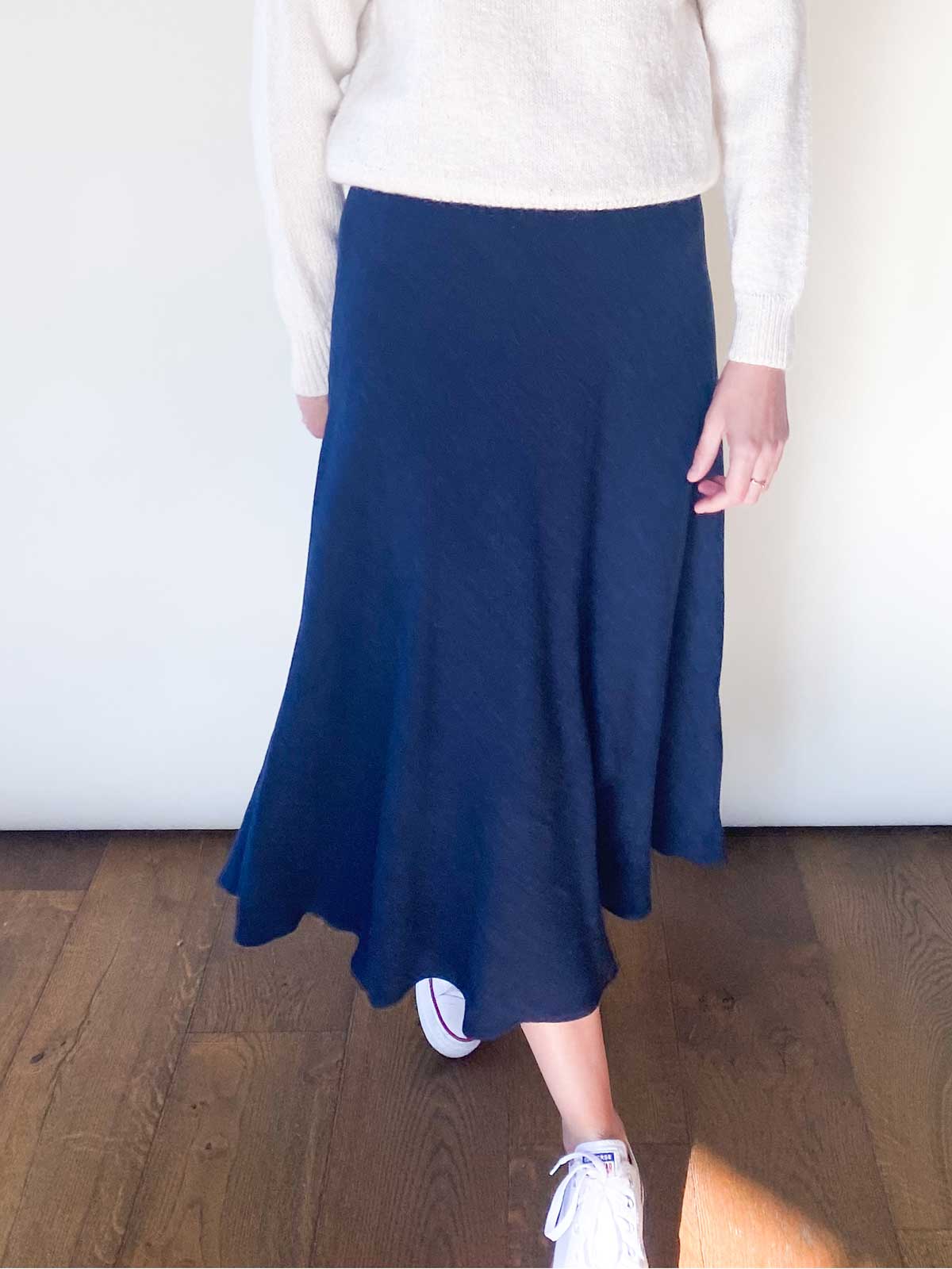 Jupe dans le Biais en Lin Viscose
