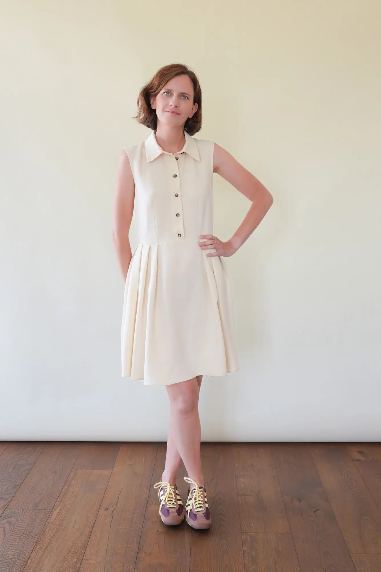 Patron de Robe Chemise Courte en Tencel sans Manches et avec Col, du 34 au 56, Papier ou PDF