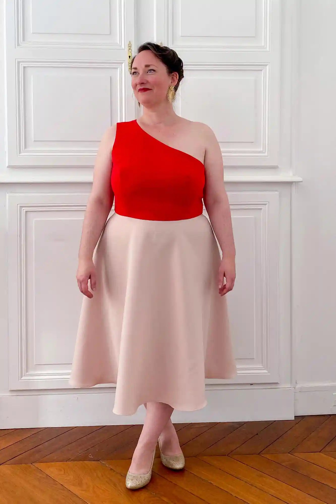 Patron de Couture Jupe Demi Cercle Patineuse à personnaliser, disponible en 5 longueurs avec ou sans traîne, du 34 au 56, pour une création unique et sur-mesure, par Atelier Charlotte Auzou