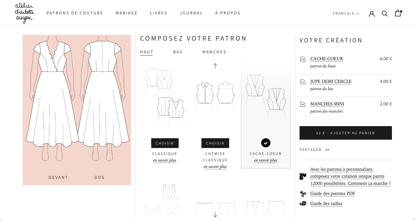 Créer son patron de couture en ligne de façon ludique et interactive par Atelier Charlotte Auzou