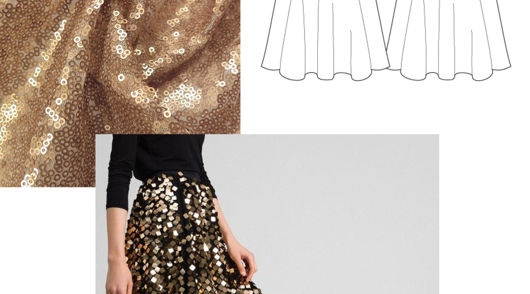 Patron de couture jupe longue en sequins doré à personnaliser, par Atelier Charlotte Auzou