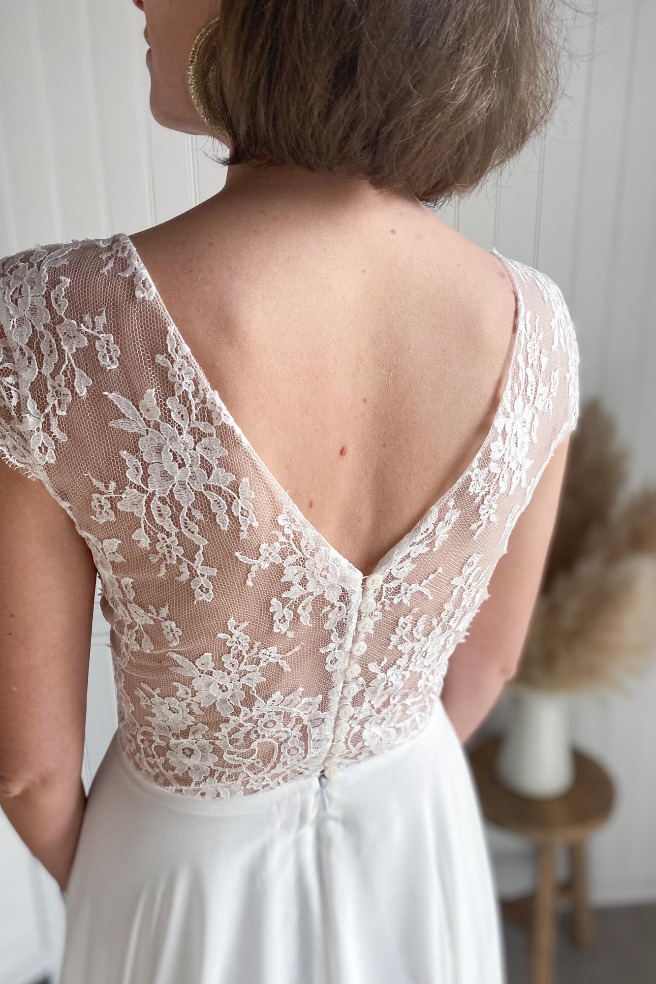 Lace Back Circle Wedding Dress