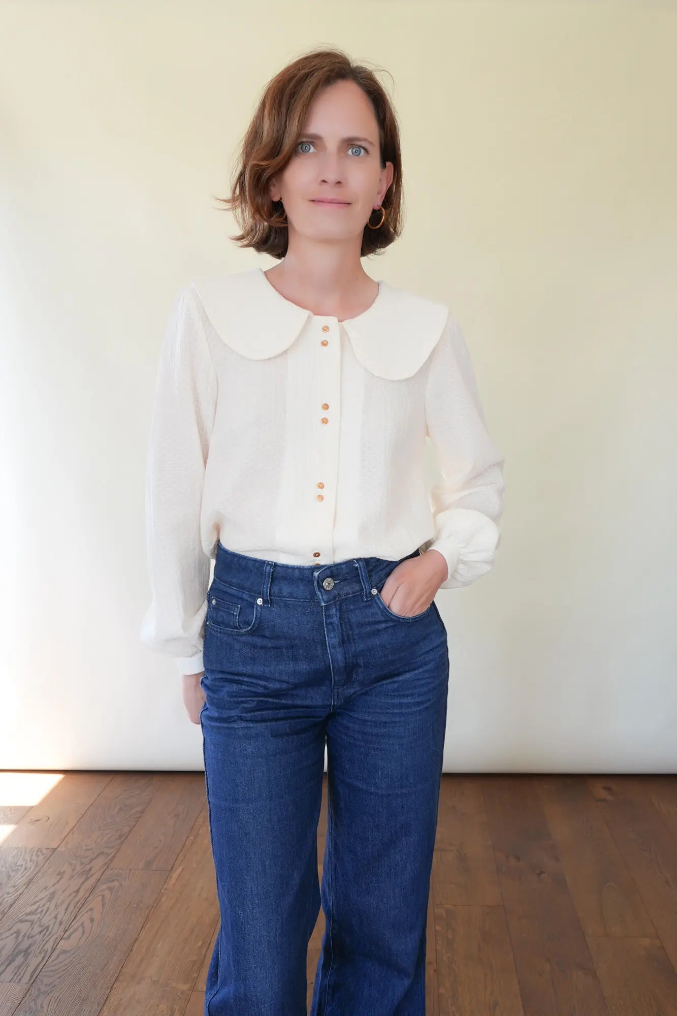 Patron de Blouse Boutonnée avec Grand Col en Gaze de Coton, du 34 au 56, 2 types de poitrine et 3 statures incluses