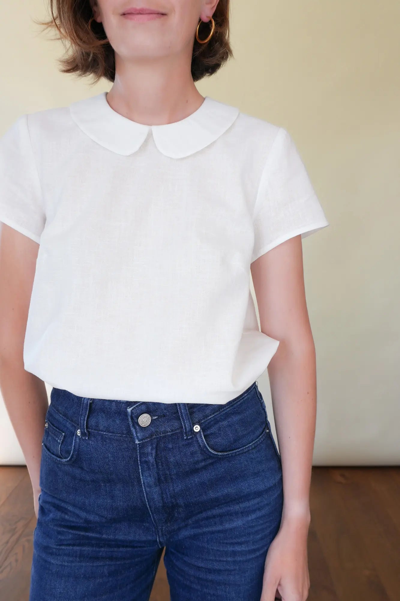 Patron Blouse en Lin à Col Claudine pour Femme, du 34 au 56, 100% personnalisable