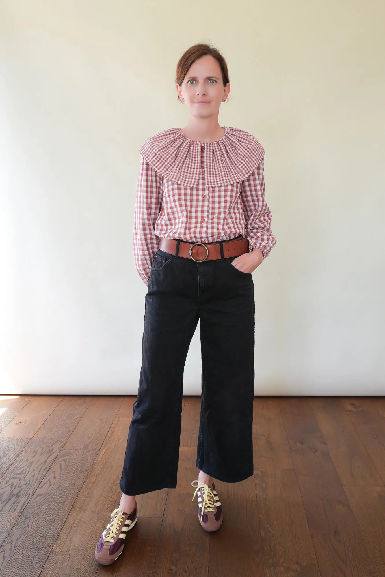 Patron de Blouse en Gaze Vichy avec Col Pierrot Large et Manches Bouffantes, Papier ou PDF, du 34 au 56