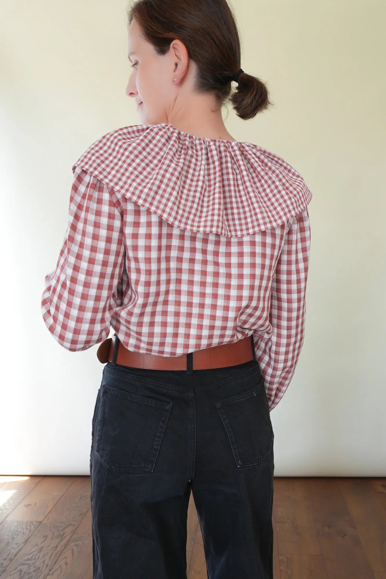 Patron de Blouse en Gaze Vichy avec Col Pierrot Large et Manches Bouffantes, Papier ou PDF, du 34 au 56