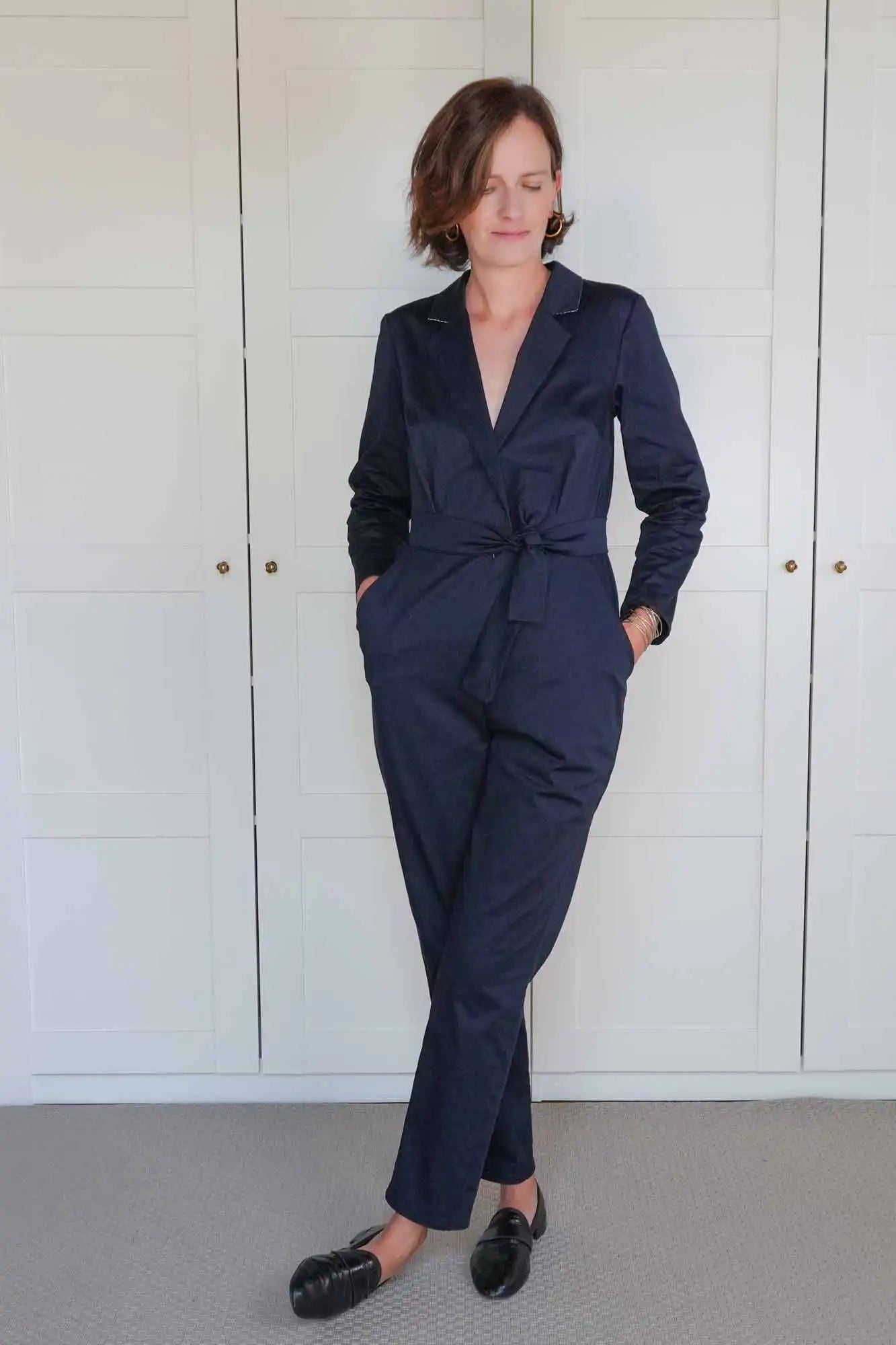 Patron de Couture Combinaison Pantalon Col Tailleur Satin de Coton Stragier par Atelier Charlotte Auzou