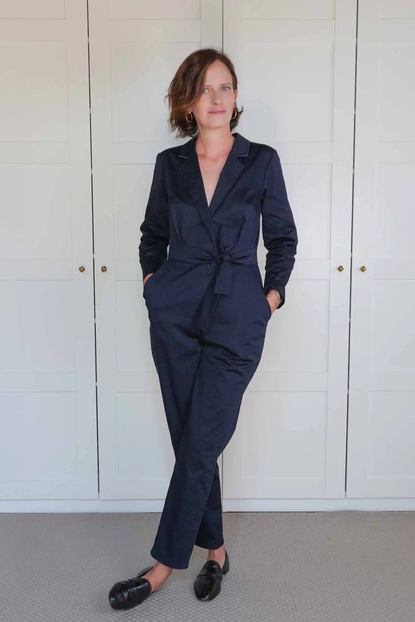 Patron de Couture Combinaison Pantalon Col Tailleur Satin de Coton Stragier par Atelier Charlotte Auzou