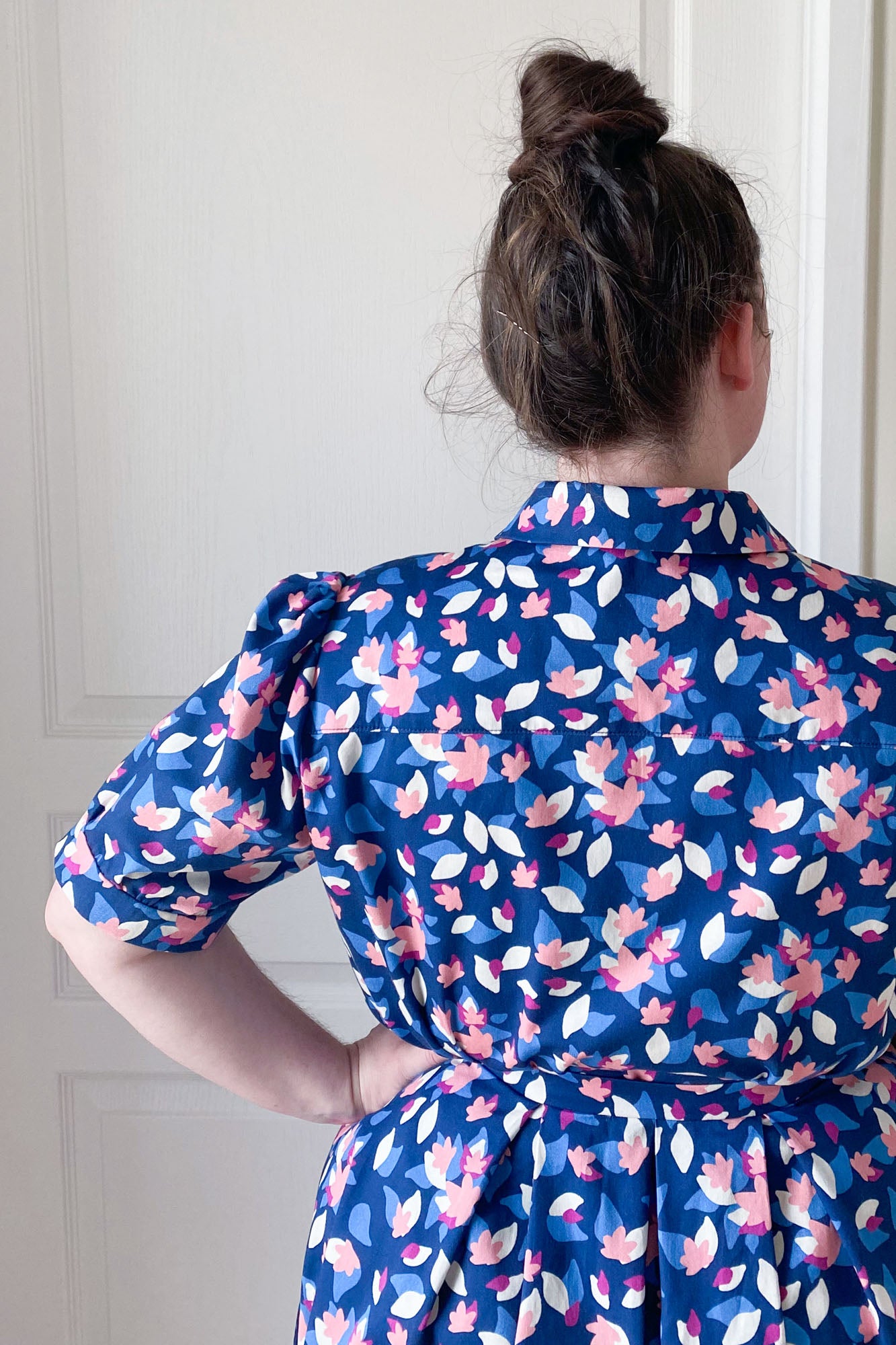 Floral Shirt Dress with Puff Sleeves