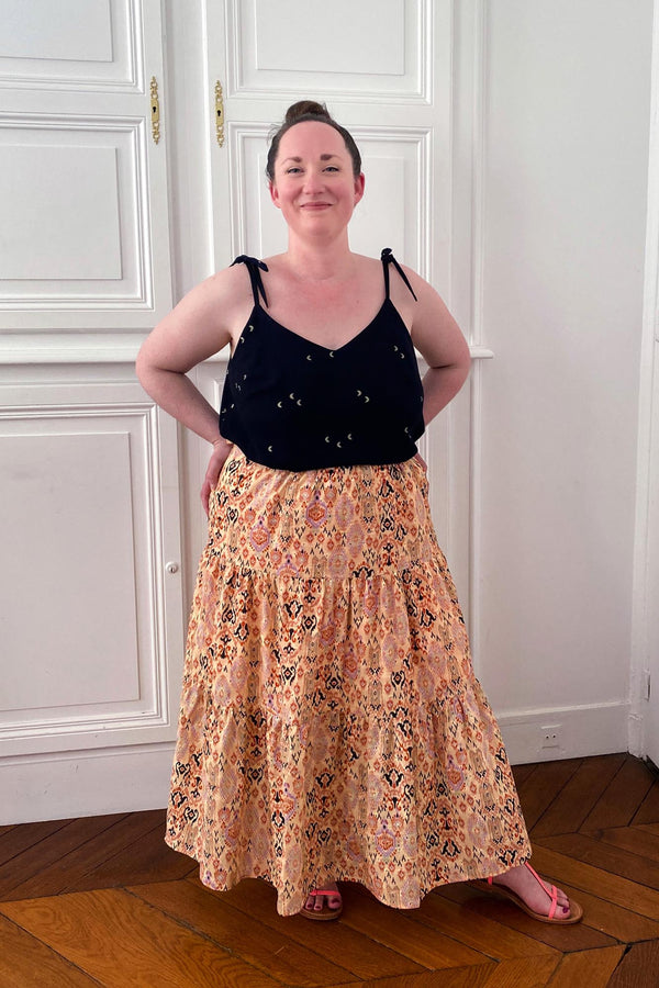 Coudre un ensemble personnalisé avec les patrons de couture Caraco et Jupe à étages par Atelier Charlotte Auzou
