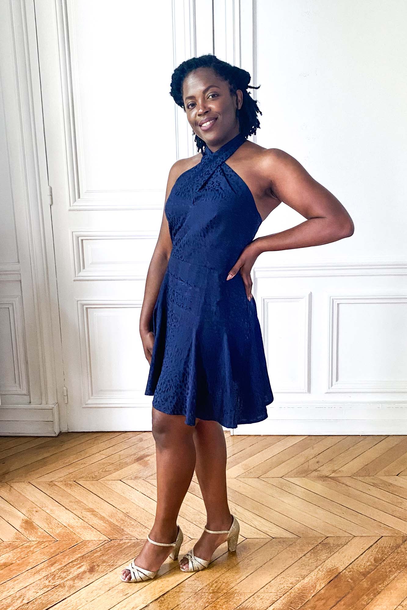 Robe Foulard Bleu Marine pour un Mariage, à Coudre avec les Patrons PDF Personnalisables par Atelier Charlotte Auzou