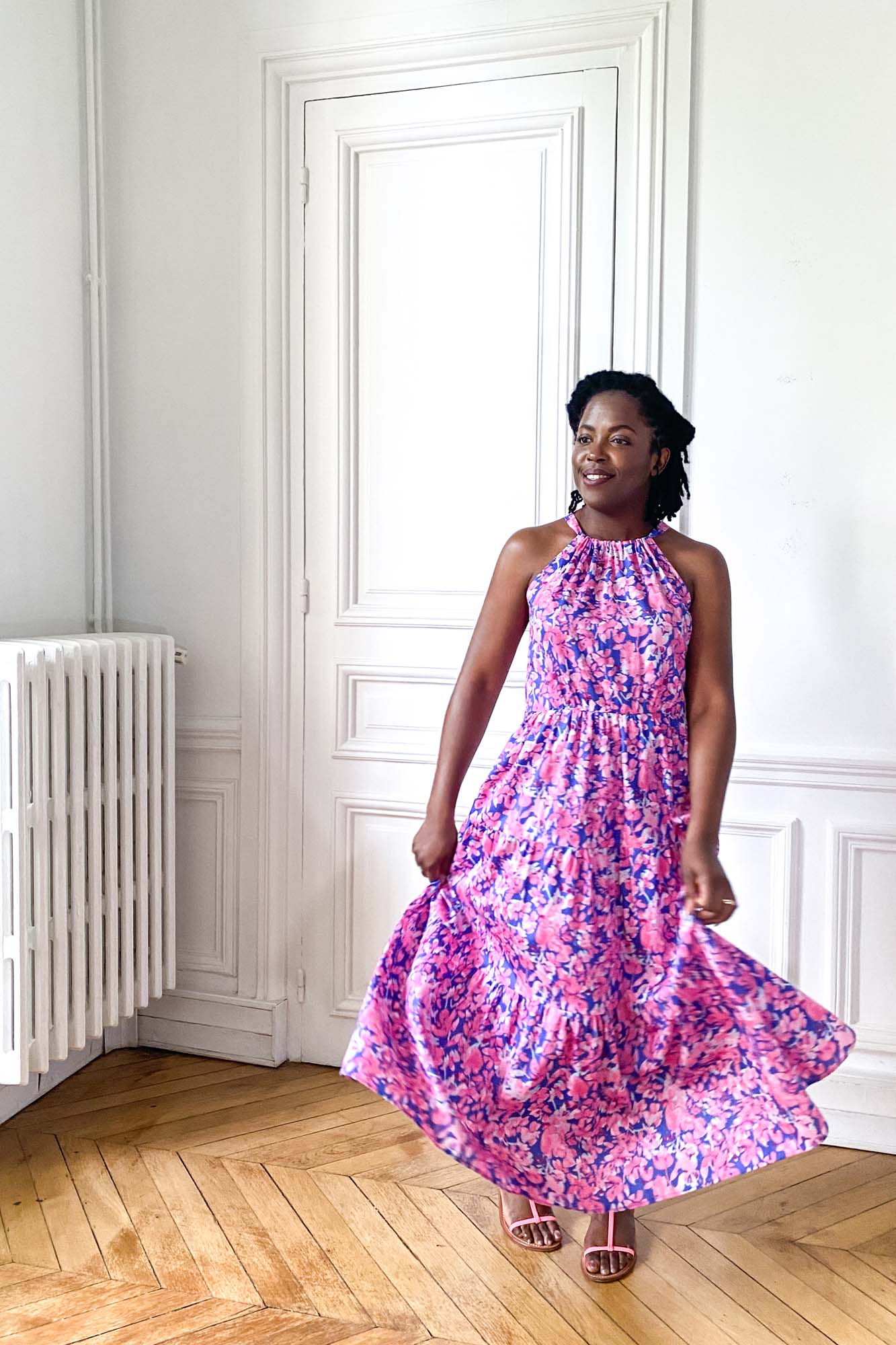 Robe Longue Fleurie aux Emmanchures Américaines, Patrons de Couture Personnalisables par Atelier Charlotte Auzou