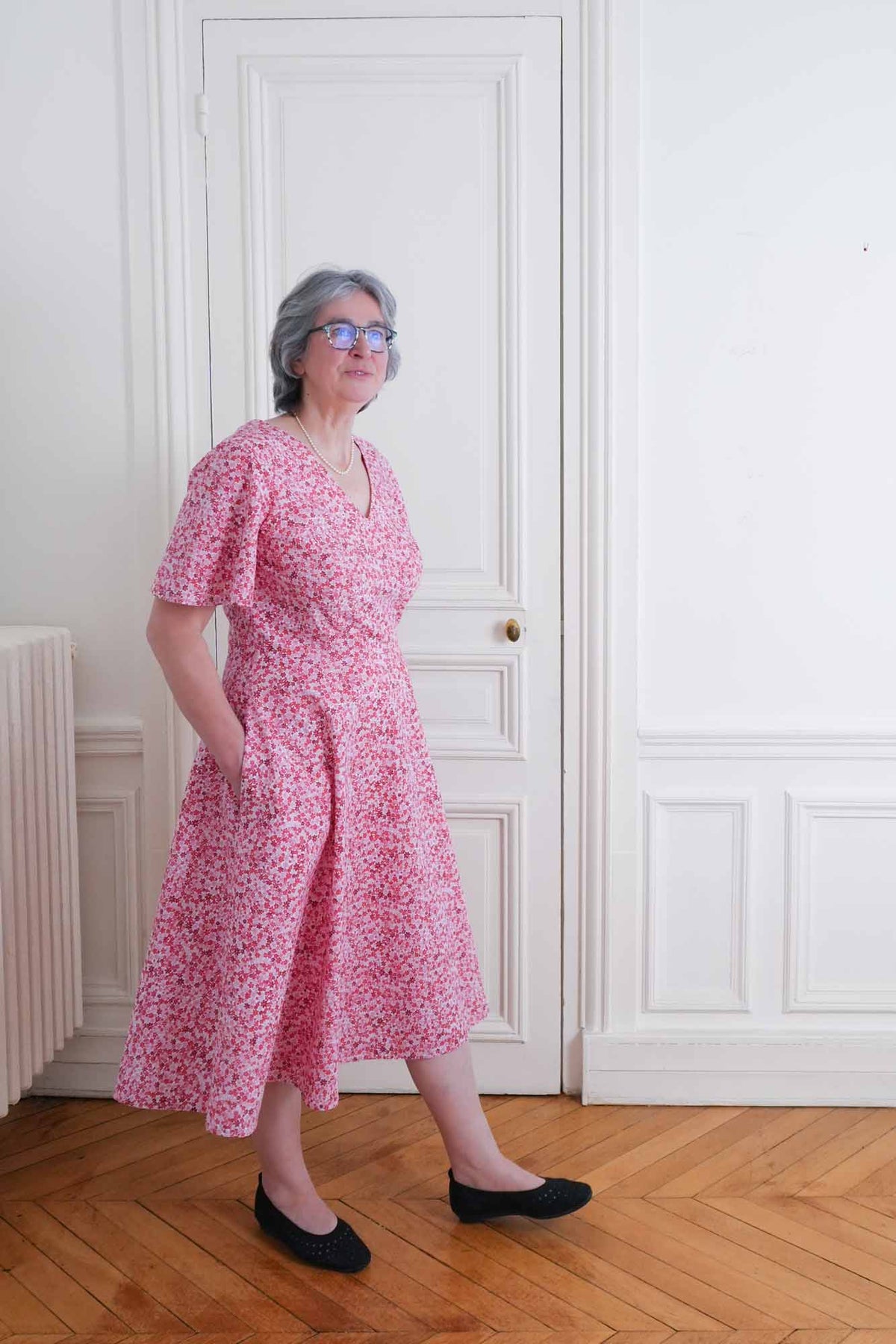 Patron de Couture Robe Midi Fleurie à Manches Papillon
