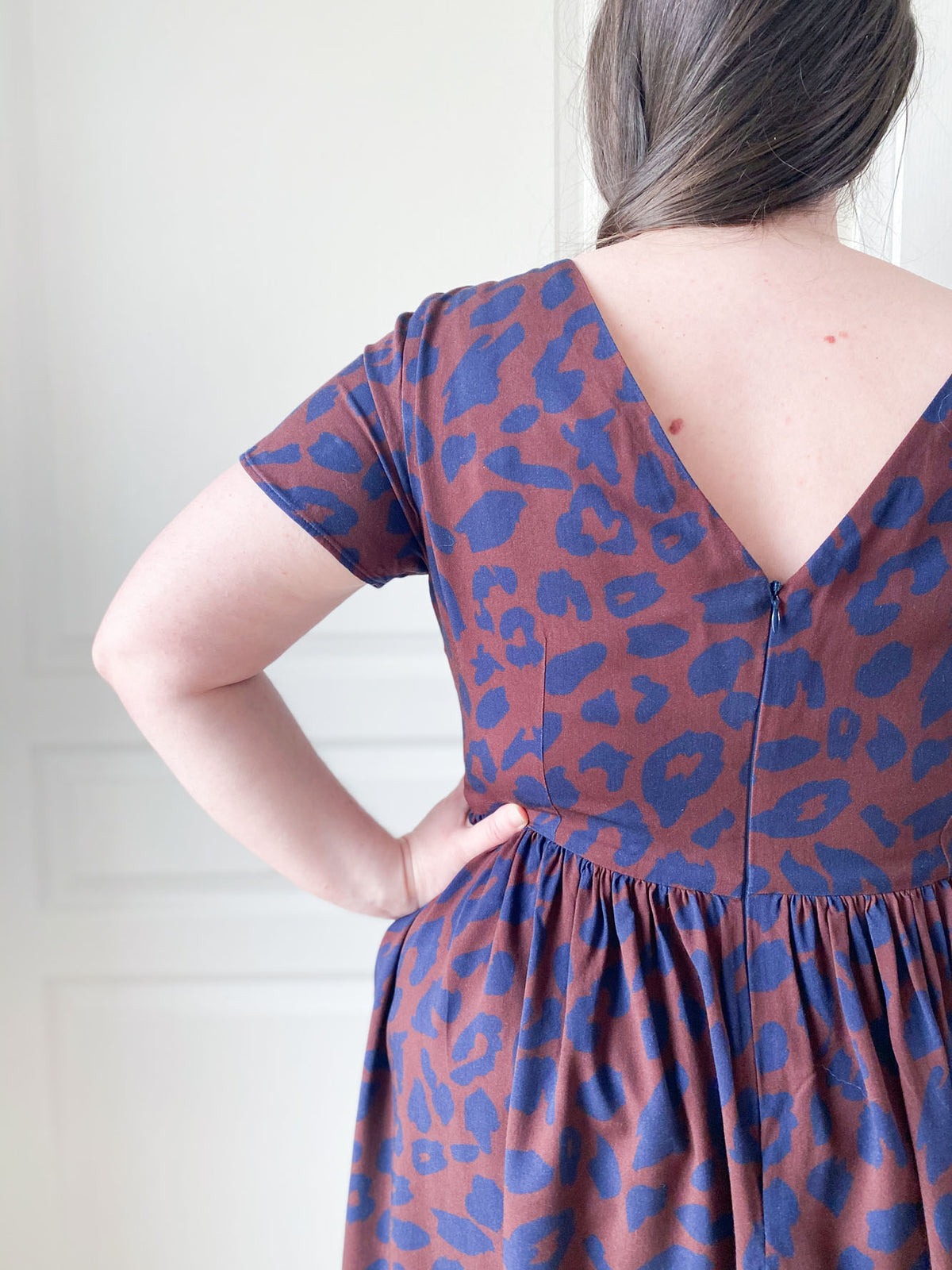 Sewing Pattern for a Gathered Dress with a Small Open Back