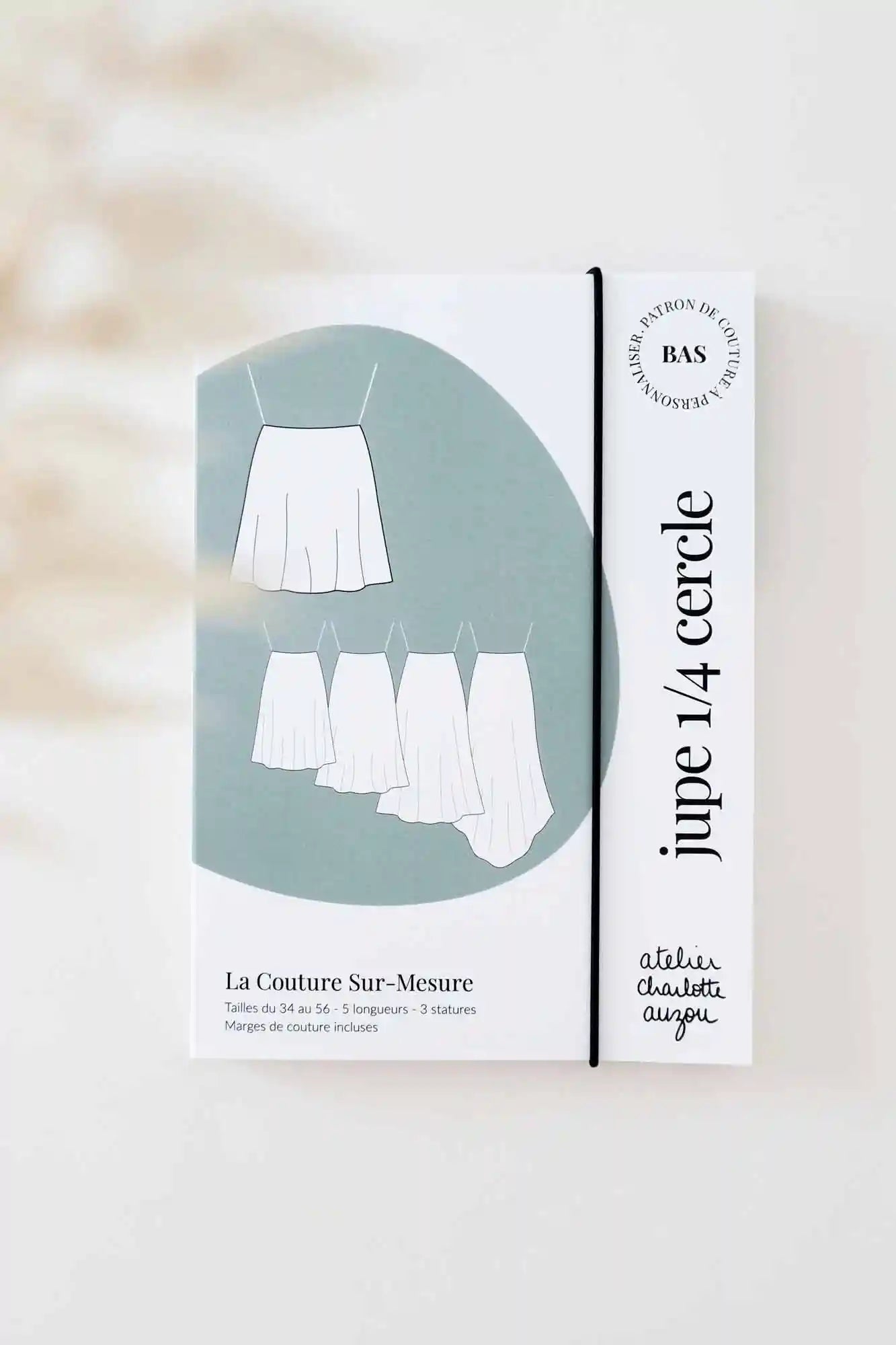 Patron de Couture Jupe Quart de Cercle à personnaliser pour coudre une robe courte ou longue, Pochette ou PDF, du 34 au 56, à couper dans le biais, par Atelier Charlotte Auzou