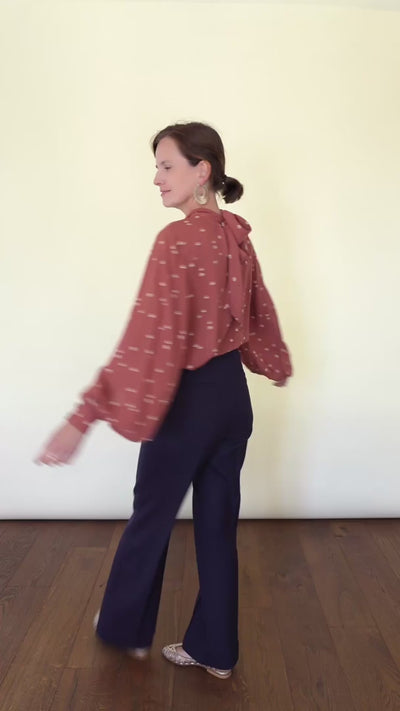 Blouse Viscose avec Grand Noeud dans le Dos et Manches Longues XXL Bishop