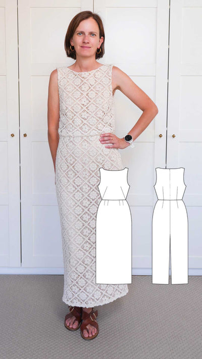 Patron de Couture Robe Longue en Crochet Guipure pour Femme