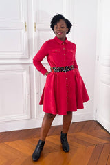 Patron de Couture Robe Chemise Patineuse en Velours, Format PDF A4 et A0 avec Marges Incluses, à Personnaliser par Atelier Charlotte Auzou