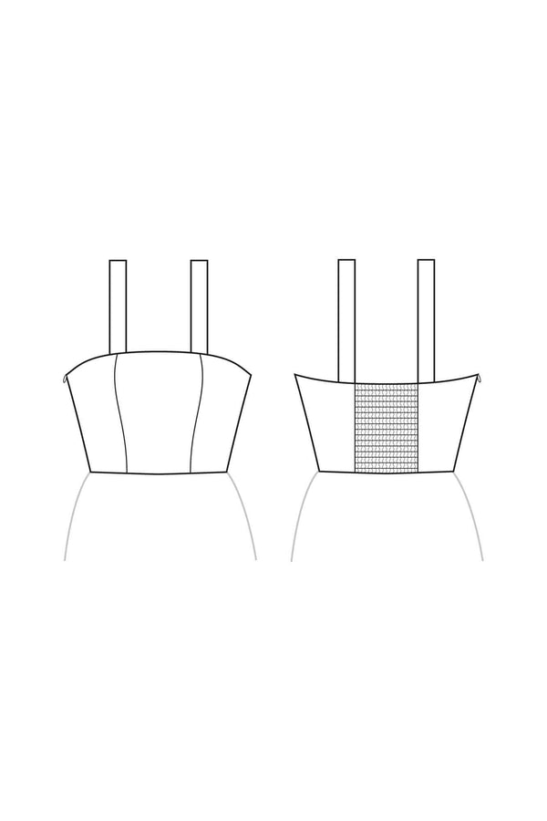 Le patron de couture Bustier à smocks est personnalisable pour créer des robes et combinaisons estivales et sur-mesure. Du 34 au 48 avec plusieurs types de poitrine et statures inclus. Une forme bustier ajusté à la poitrine et des bretelles larges. Le haut est entièrement doublé pour un effet emboitant. 