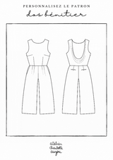 Le patron de couture Dos bénitier est personnalisable pour coudre une robe de mariée, de cérémonie, d'invitée avec un dos nu drapé élégant. Du 34 au 48 avec 2 bonnets et 3 statures incluses. 100% personnalisable. 