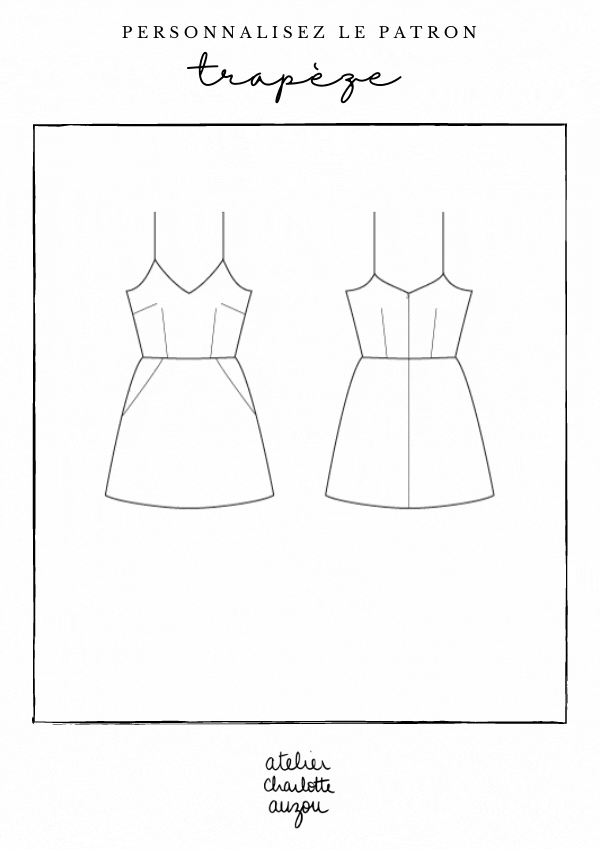 Patron De Couture Robe Courte Trapèze À Personnaliser Au Format PDF A4 et A0