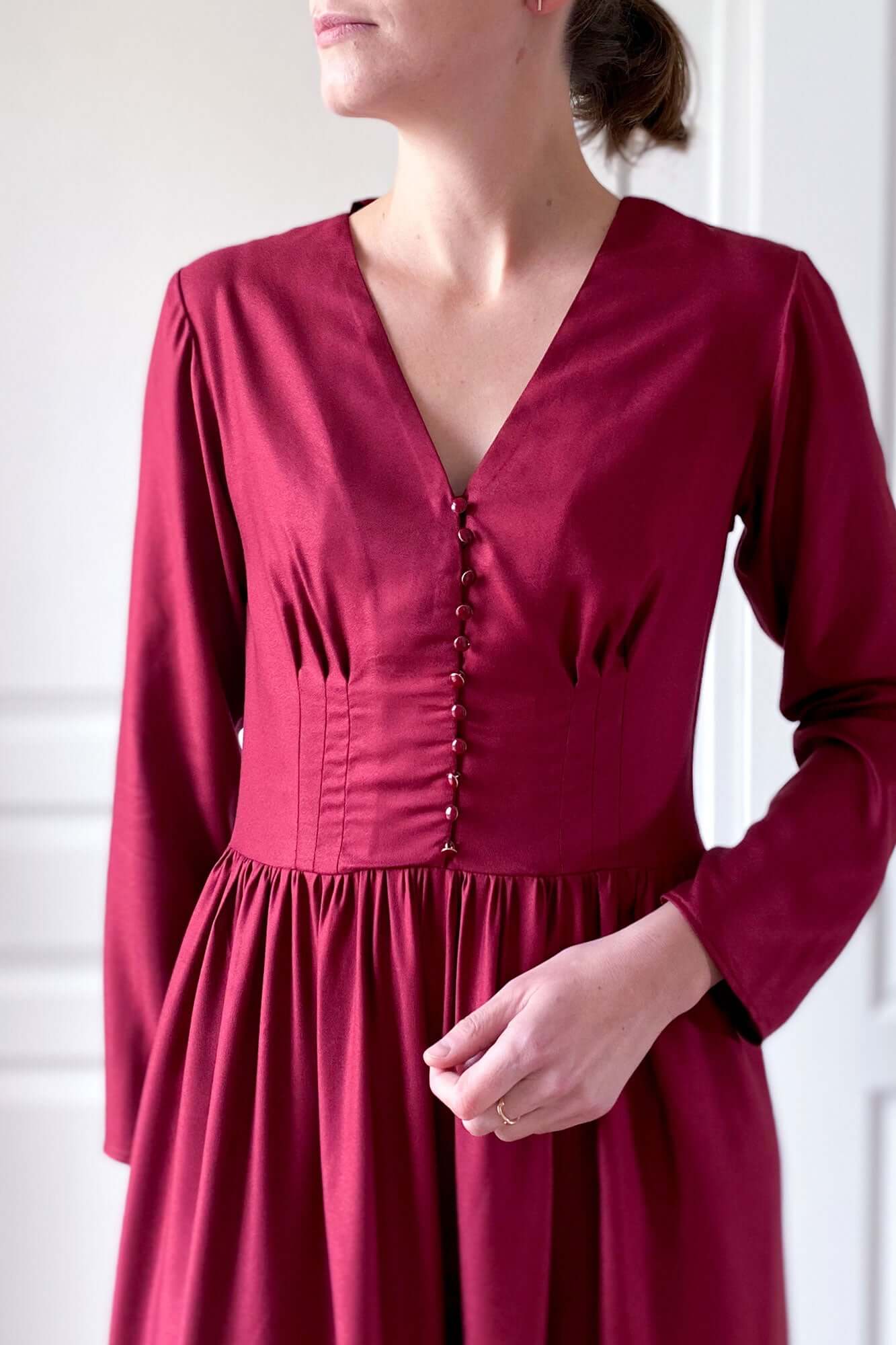 Patron De Couture Robe Boutonnage Rétro À Personnaliser Au Format PDF A4 et A0